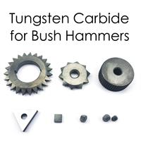 Different shapes of tungsten carbide used on bush hammers