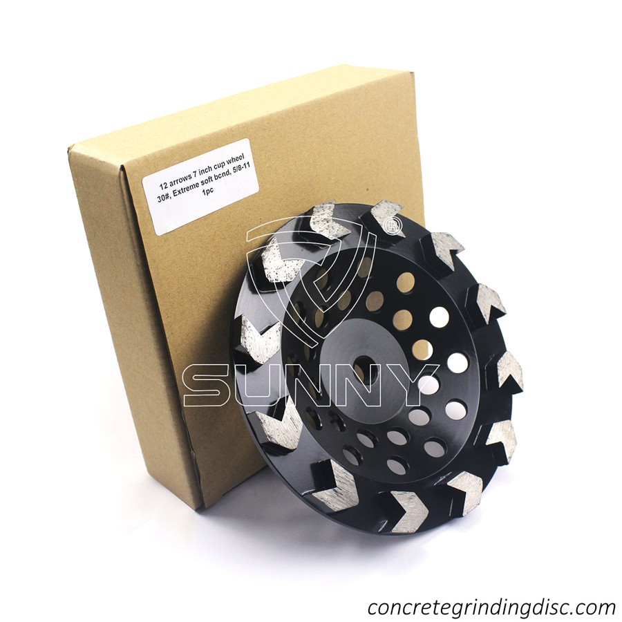 7 Inch Single Row Arrow Segment Diamond Cup Wheel For Concrete Grinding